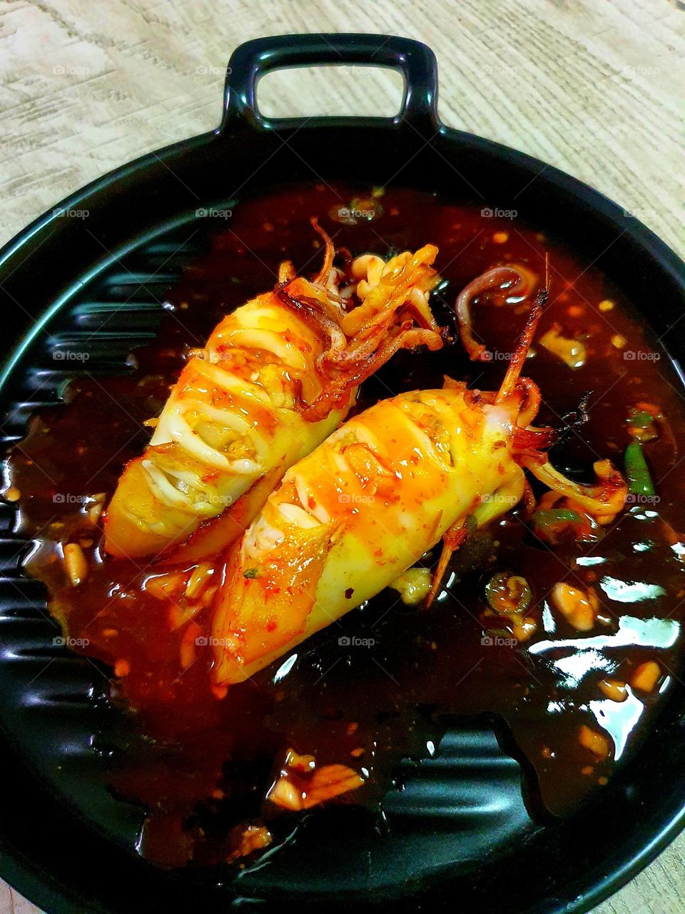 Stuffed Squids in Thai Chili Sauce