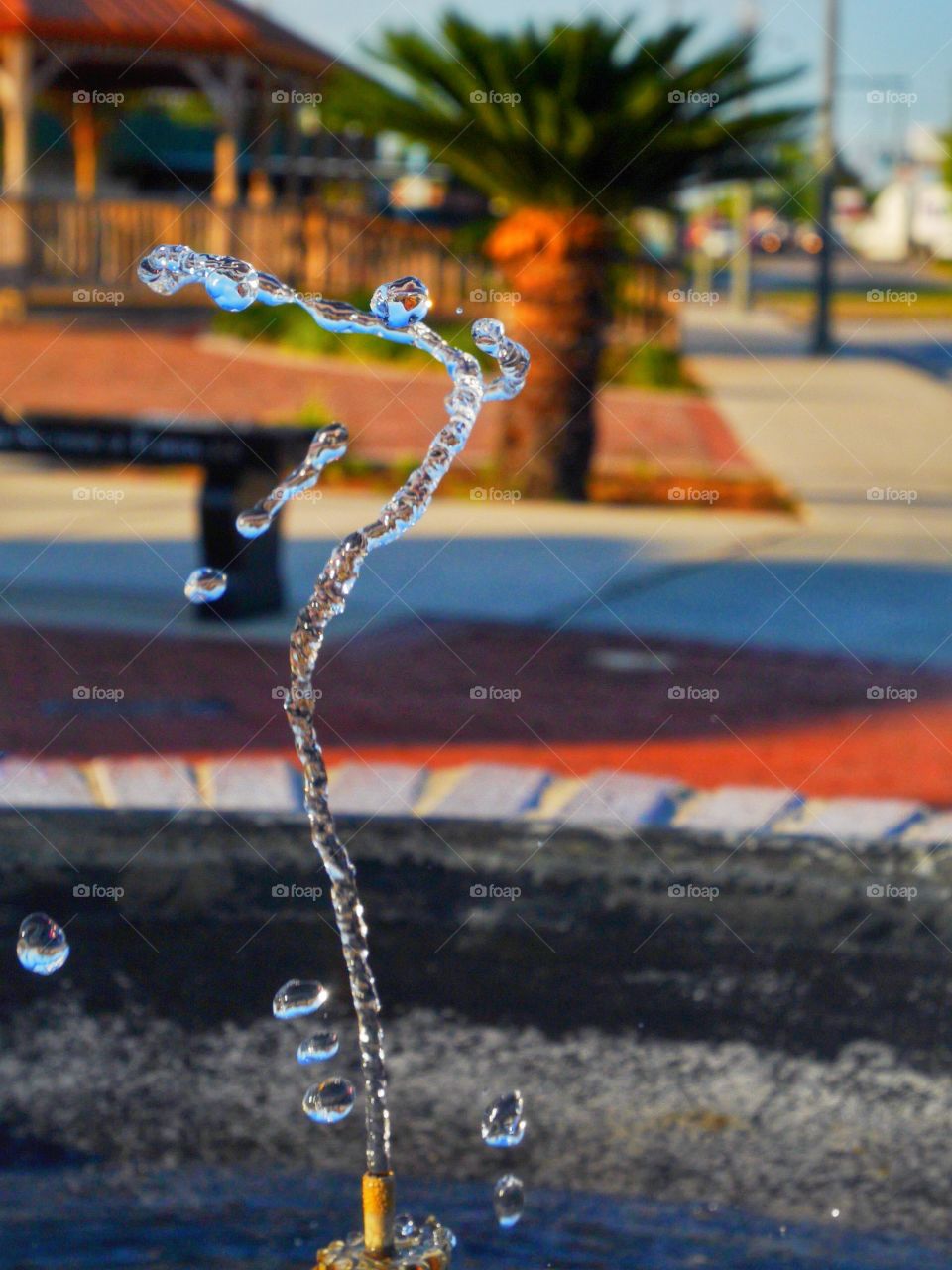 Fountain splashing in front of hotel