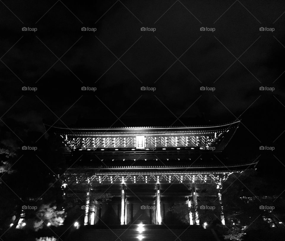 Temple in Kyoto at night.
