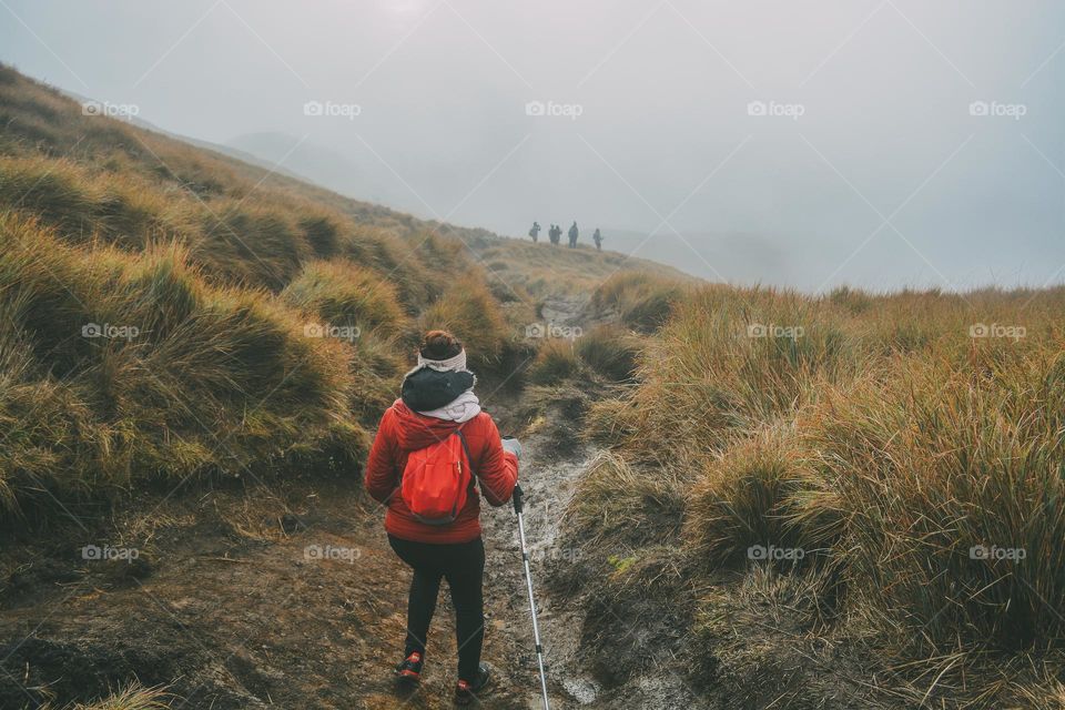 hiking into the summit