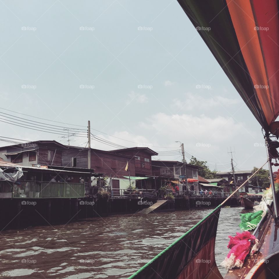 Long Boat River Ride Bangkok. A traditional wooden long boat ride along the bangkok rivers