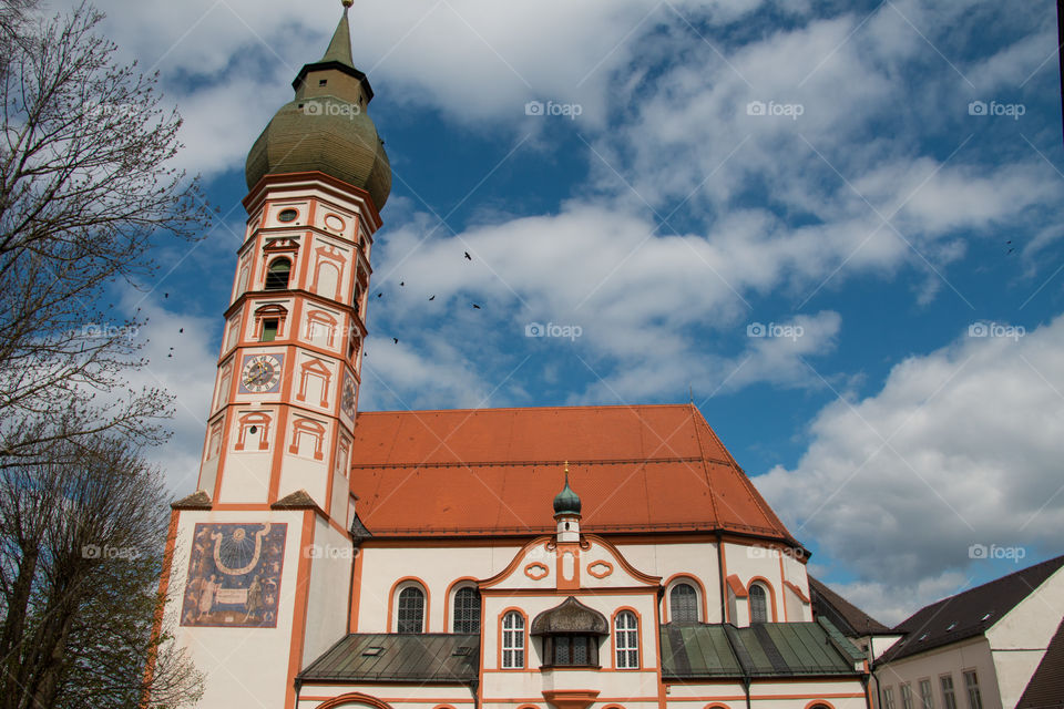 High angle view of andechs church