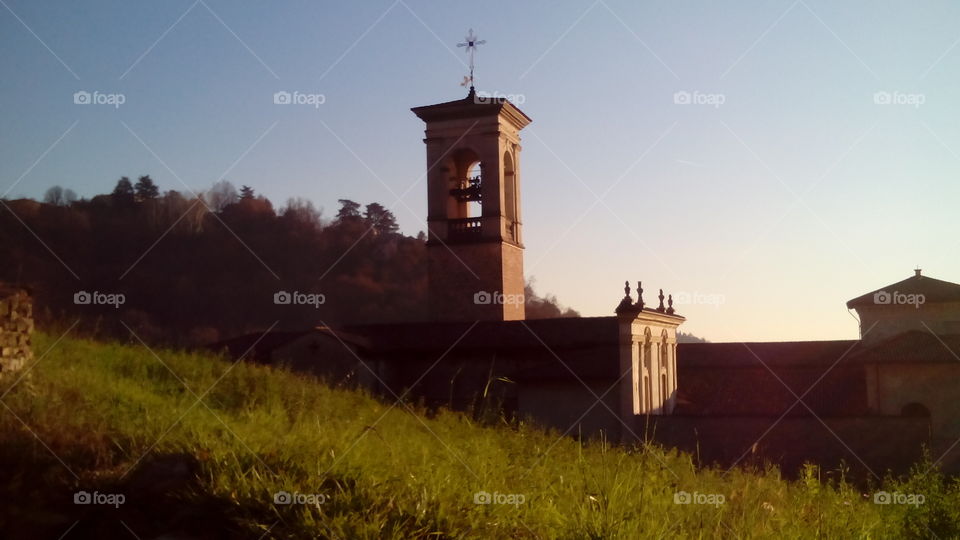 church in cold autumn evening