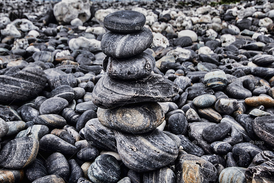 Stacked stones at beach