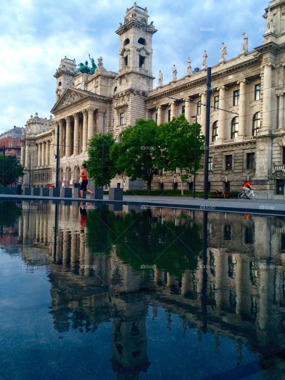 Beautiful Budapest. Walking around The Parliament I found a water feature to shoot this reflection with my iPhone .