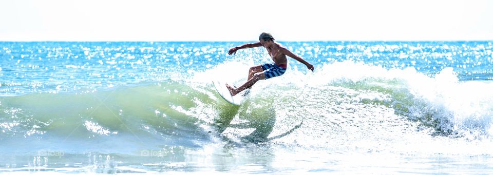 Surfer Cut Back Wave Rider Sun Beach Action Kid