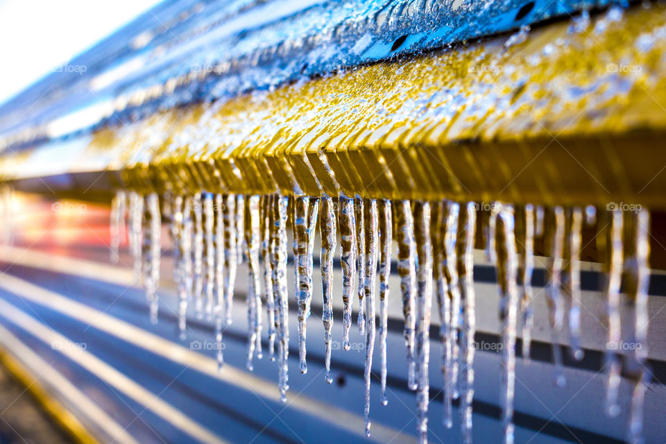 Icicles hanging from the roof