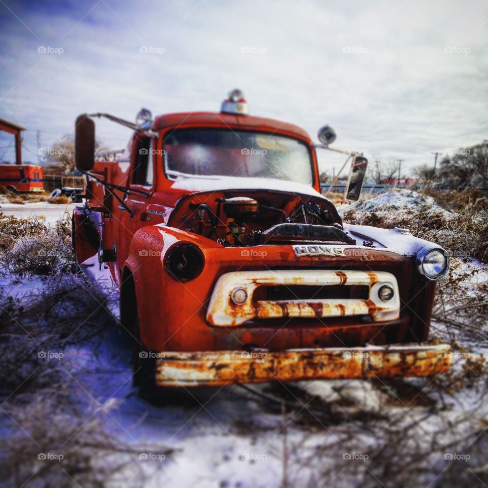 Old fire truck in west Texas. 