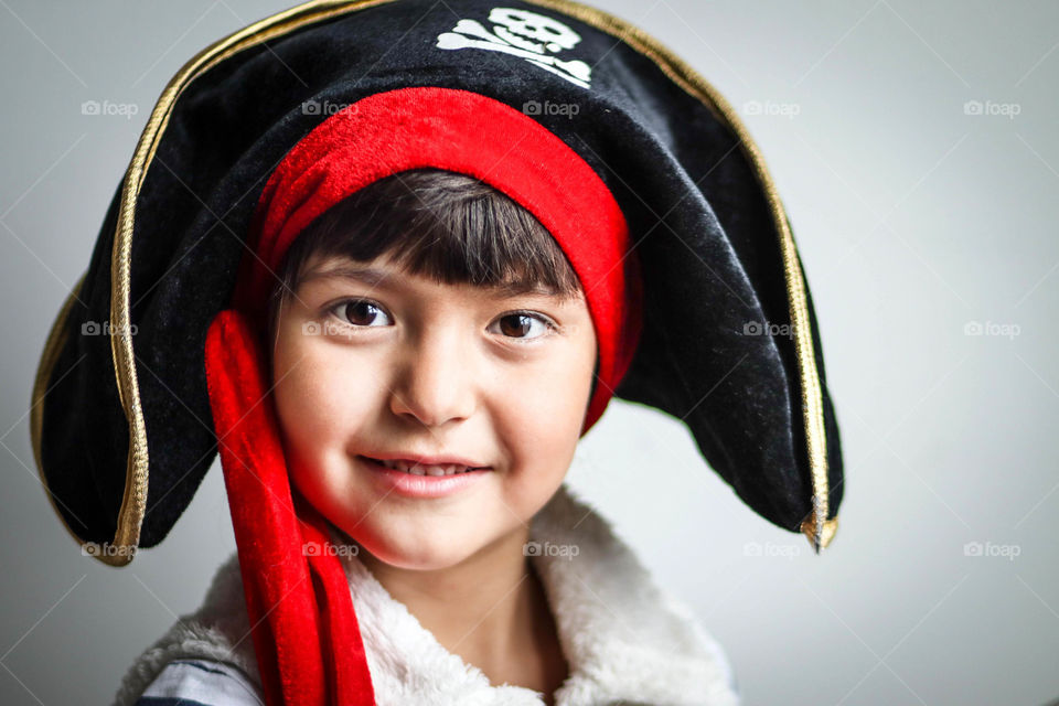 Little girl dressed up as a pirate