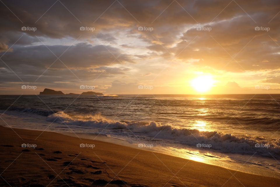 Waves at sunset
