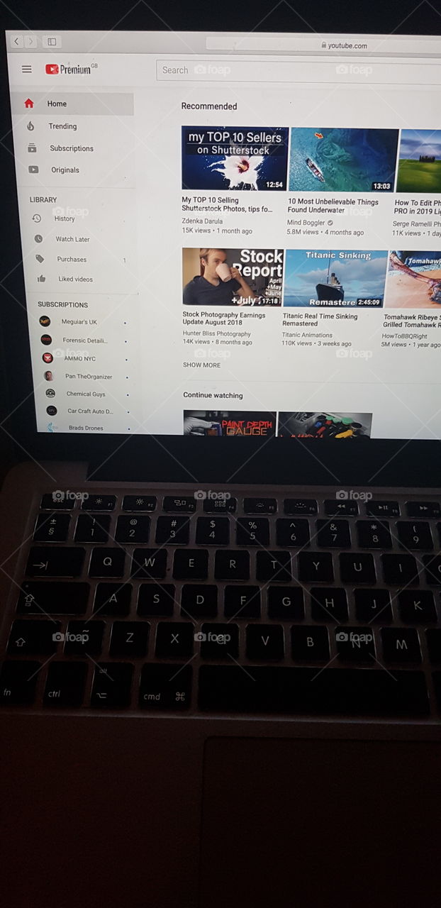 you tube on a laptop