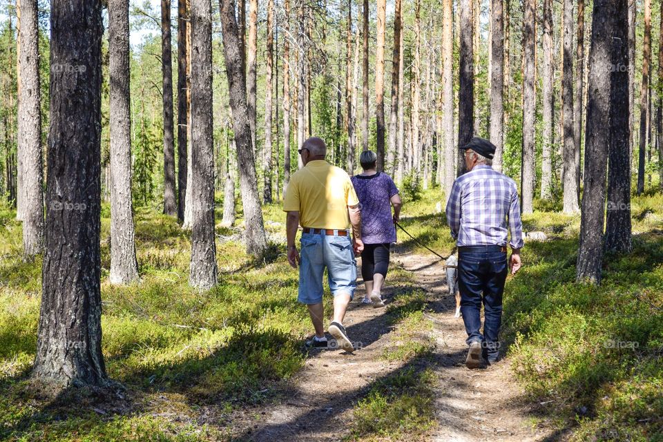 Senior people out walking