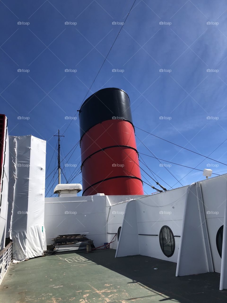 Smoke stack on Queen Mary.
