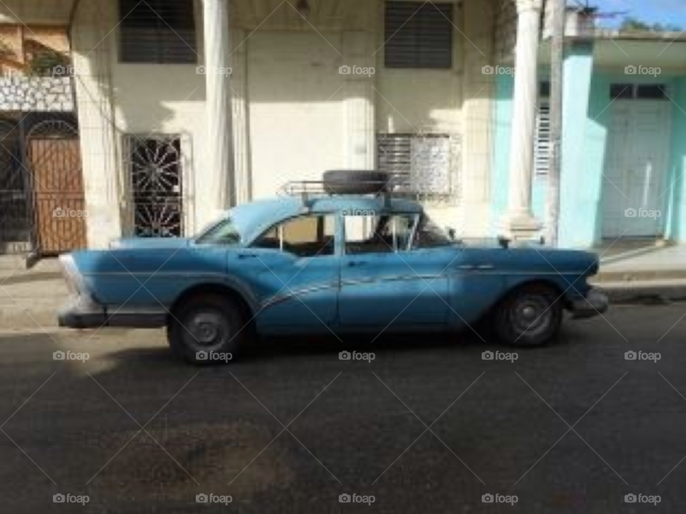 blue old car cuba cuban car by deanna93