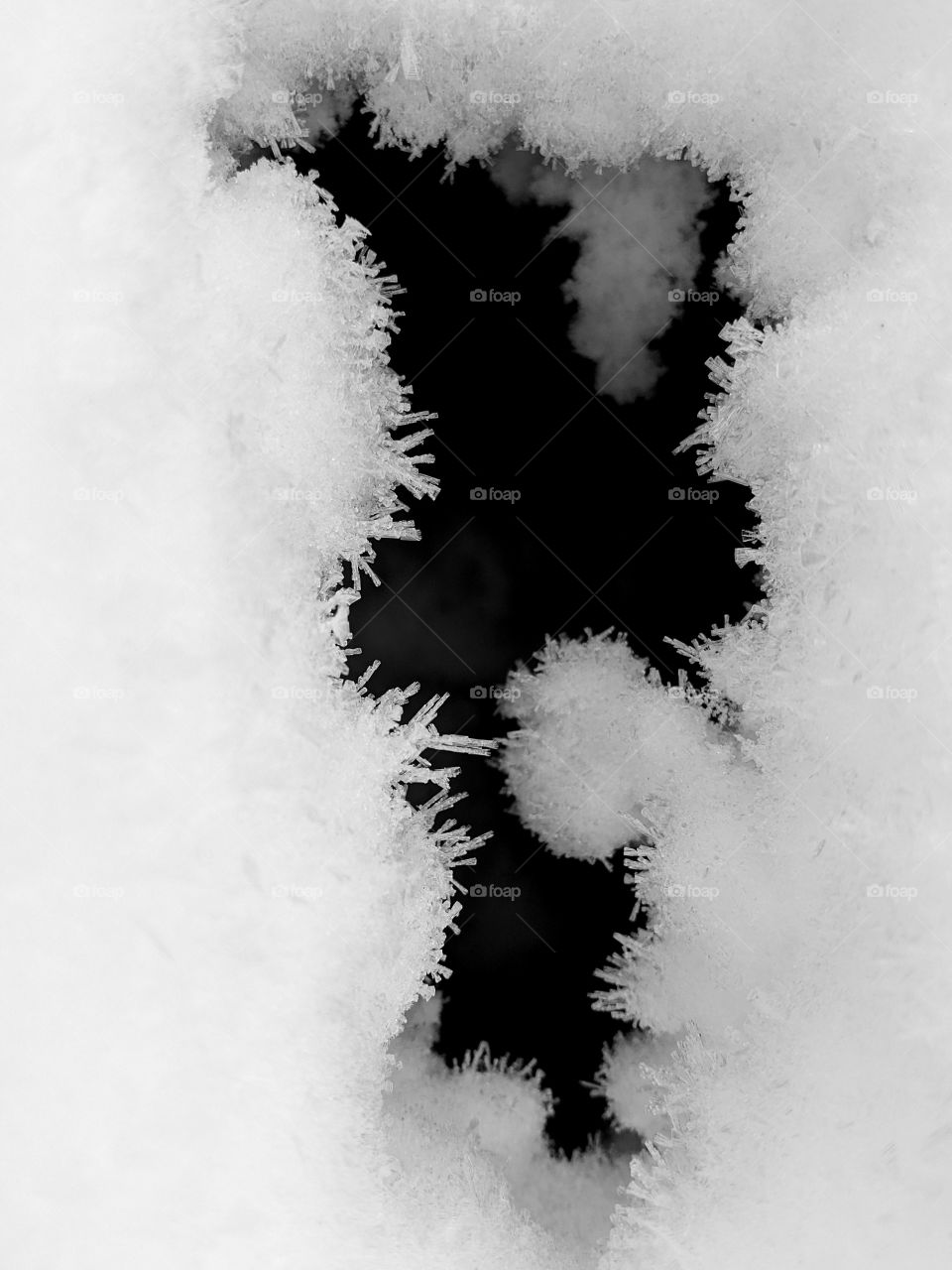 Natural snow crystals close up