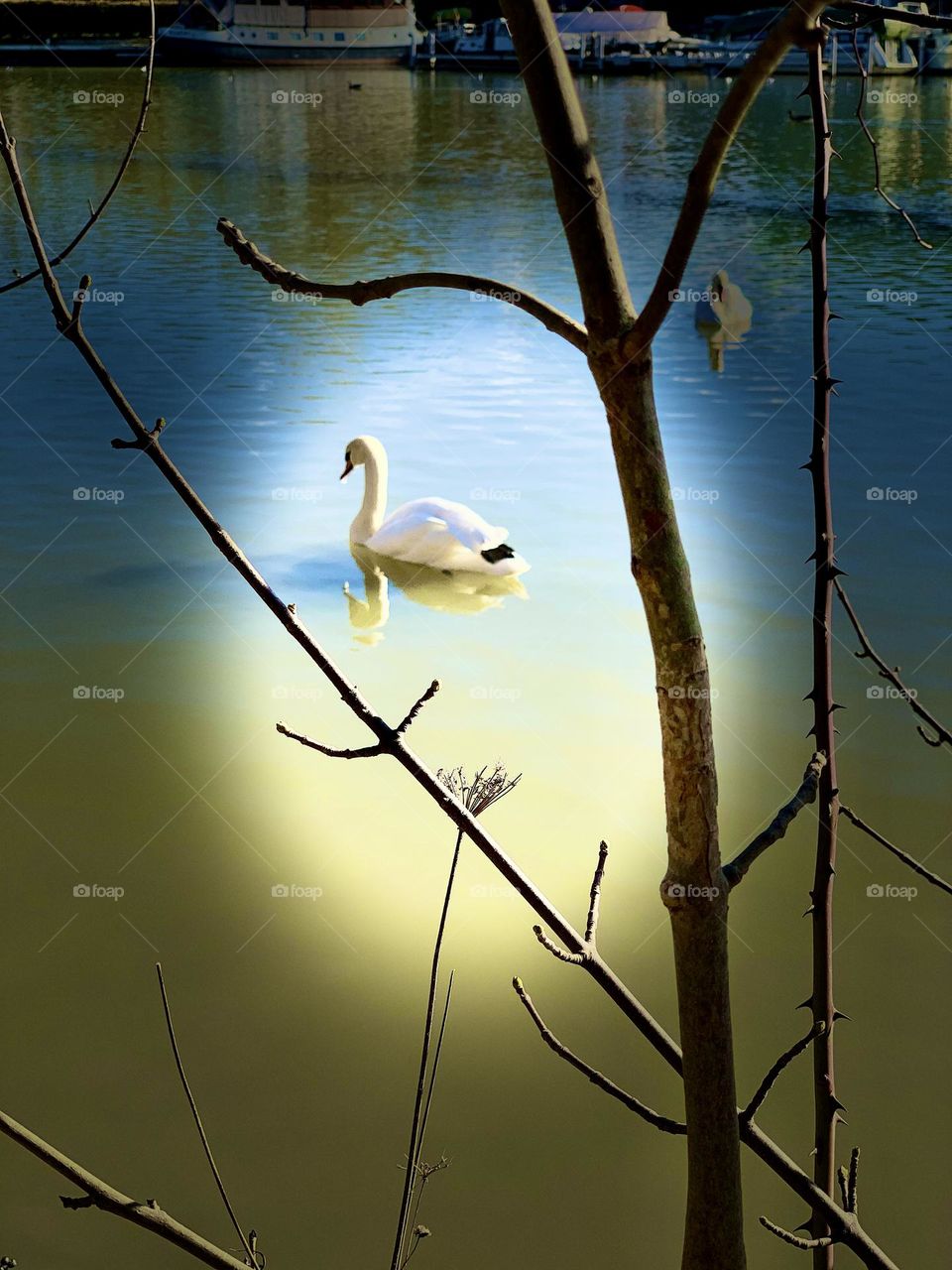 Enjoying the swan in the sea،