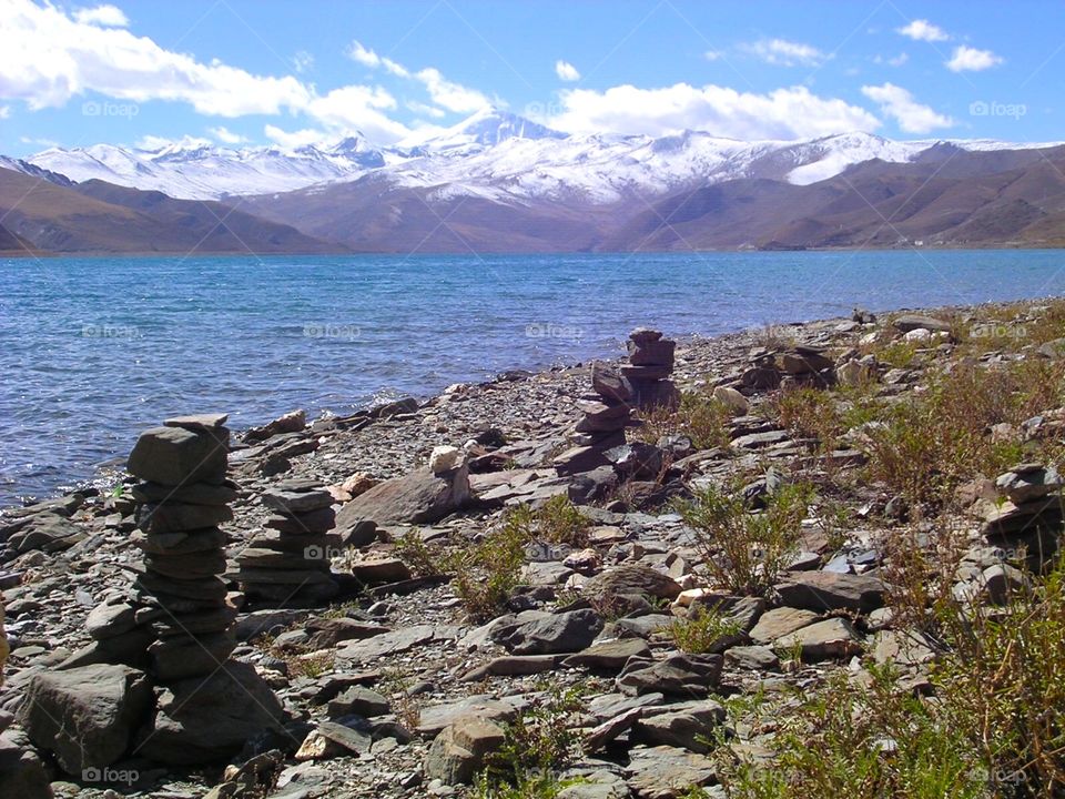Tibetan lake. Kathmandu to Lhasa