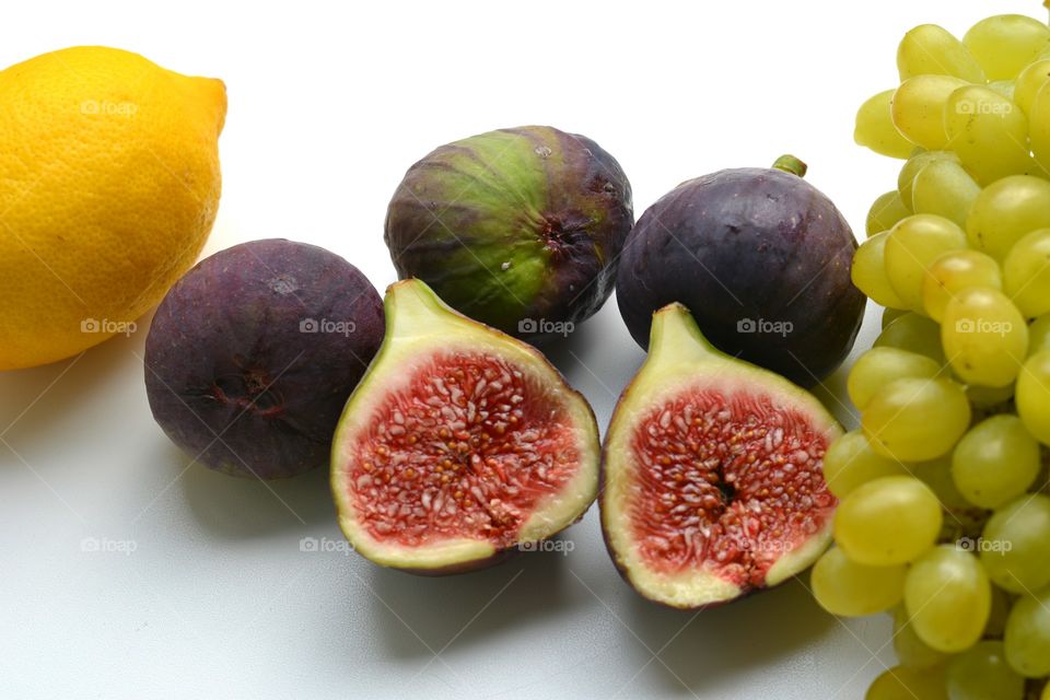 fresh fruits healthy food white background