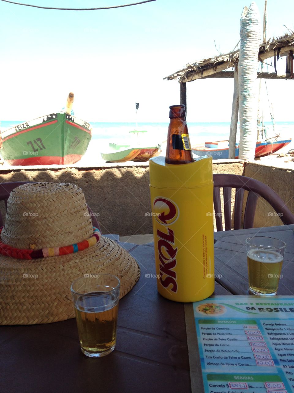 Drinking at the beach