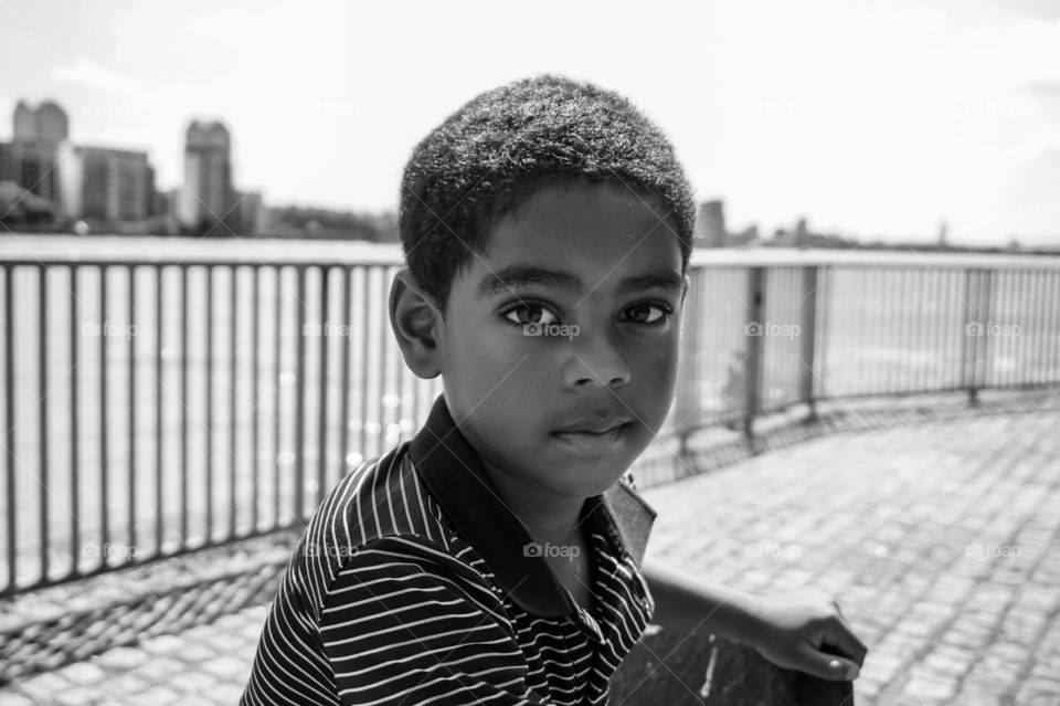 Black and white portrait of my son