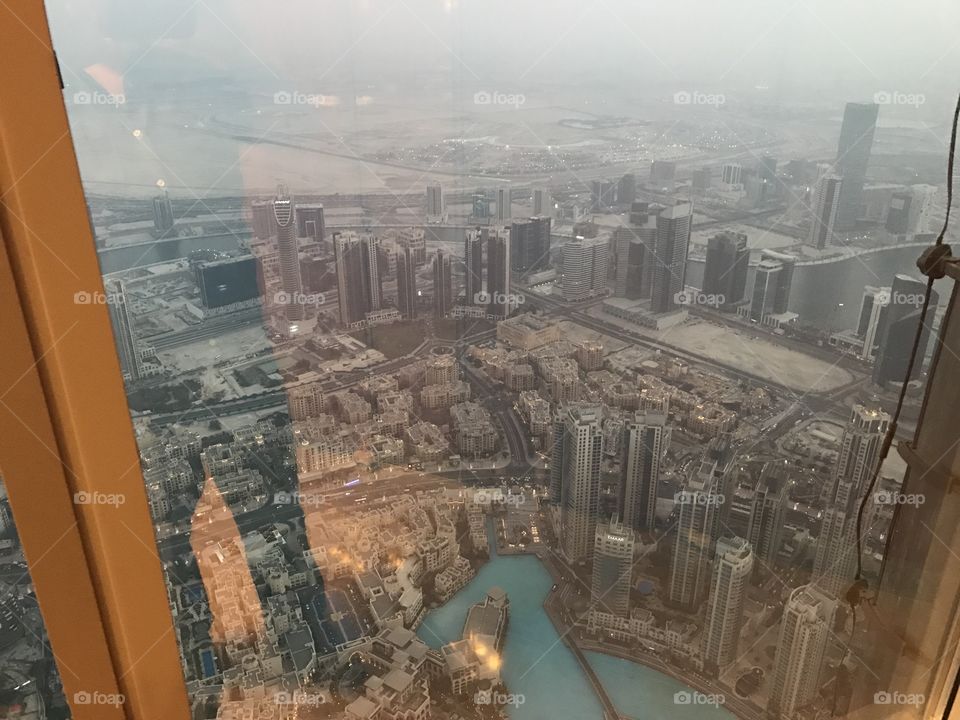An extremely high view from the burj khalifa in Dubai 