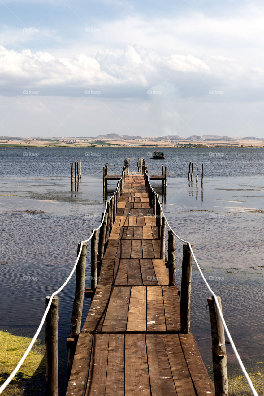 Wooden pier at lake