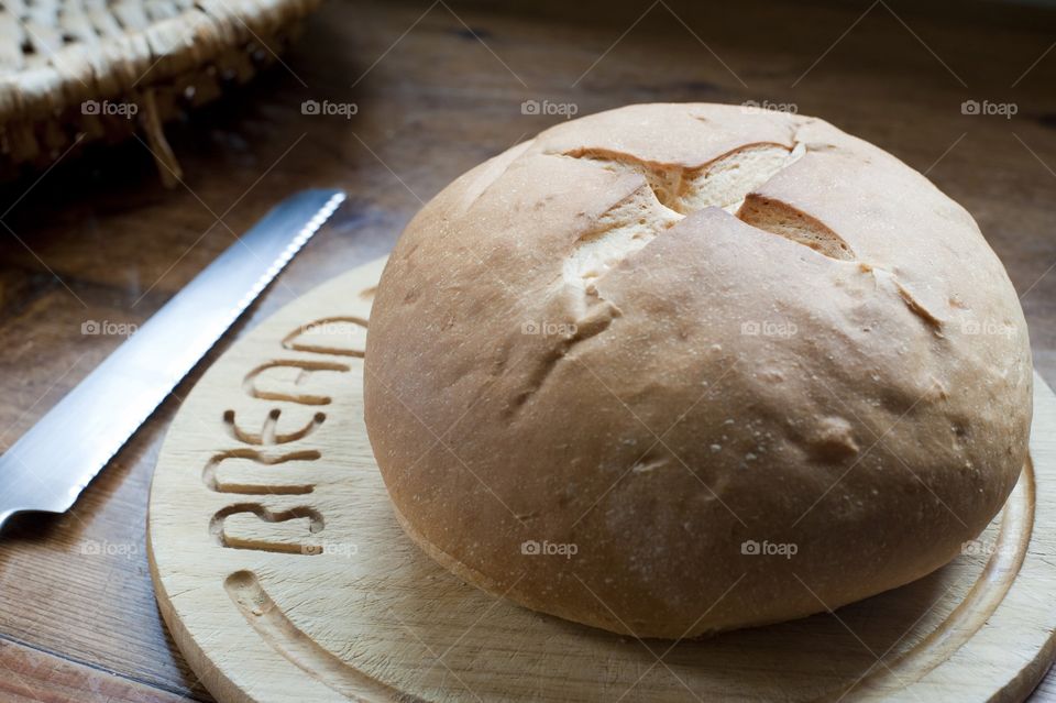 Round bread ready for breakfast