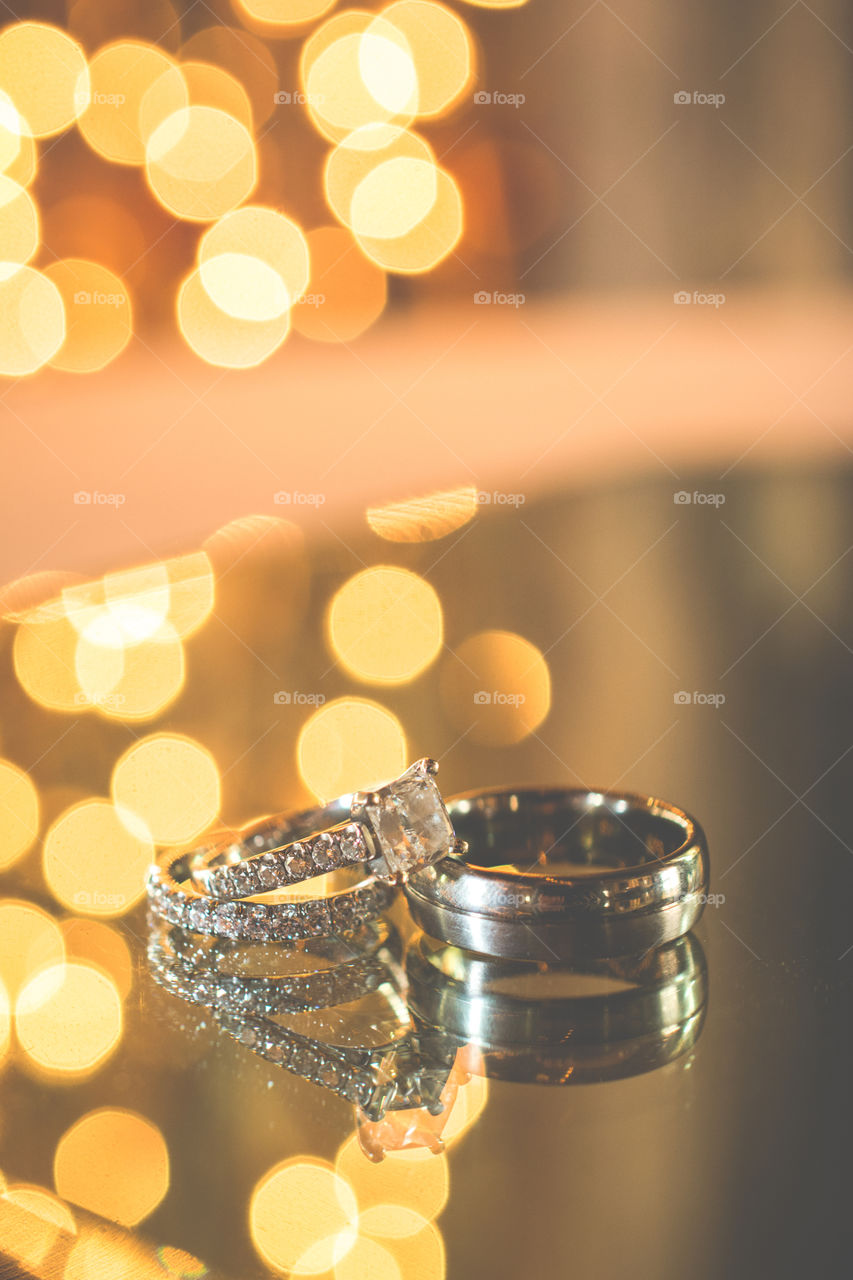 Wedding Rings with Light Bokeh