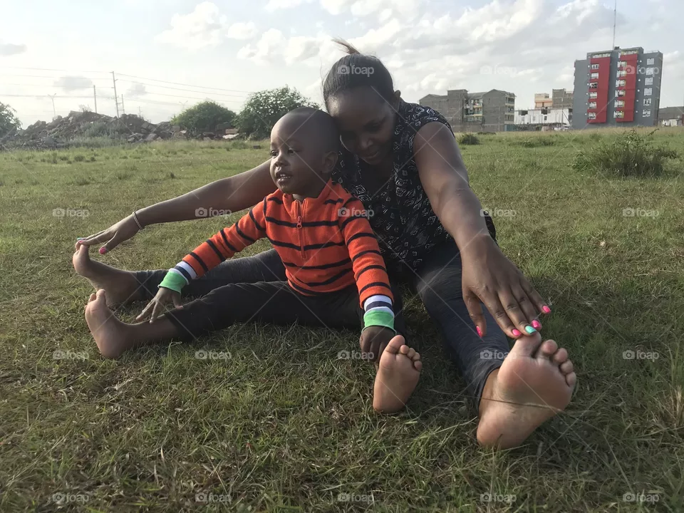 mother and a son doing exercise