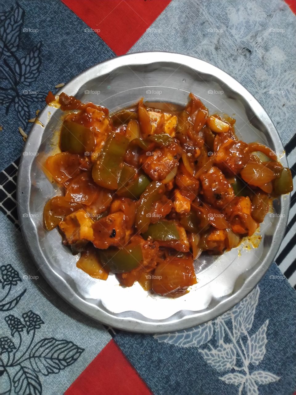 Chilly Paneer Dry Vegetable Delicious Food