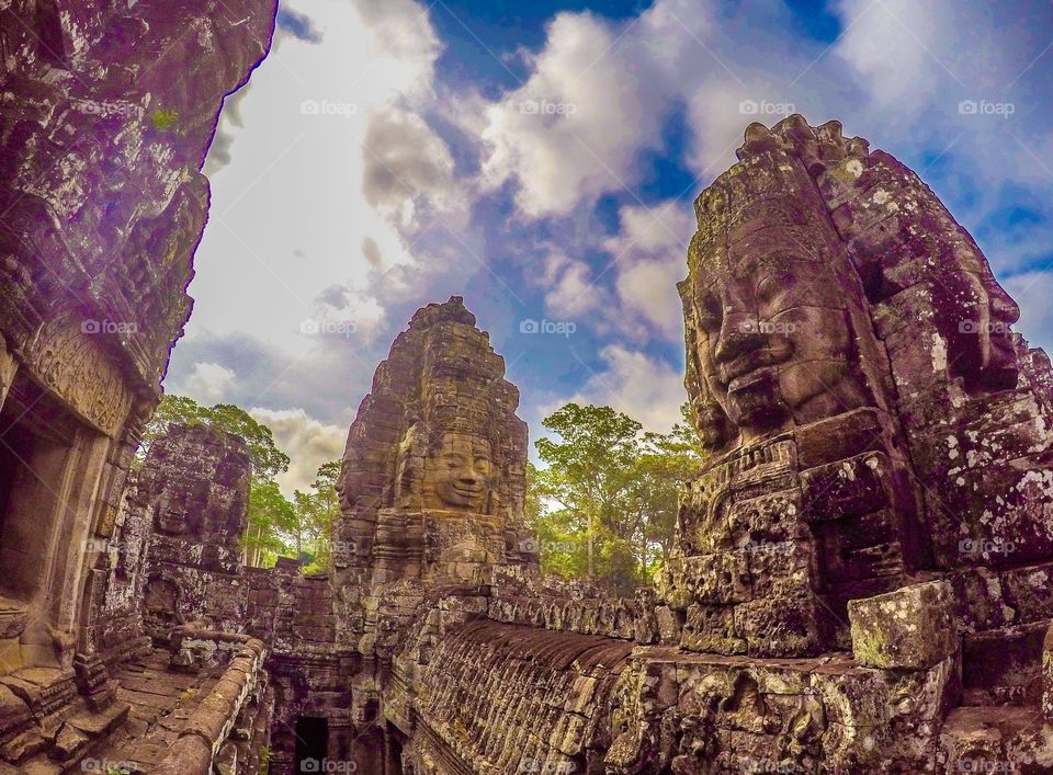 Bayon temple - temples of Angkor, Cambodia. The temple of 216 faces, part of the Angkor temples in Siem Reap, Cambodia