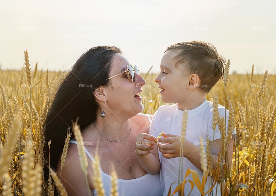 woman and her son