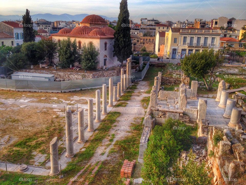 Walking around the streets in the shadow of the Acropolis, Athens 