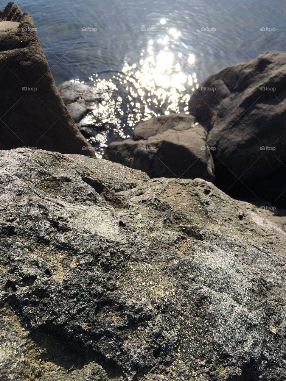 Rock Near Water. Rock as the water bank.