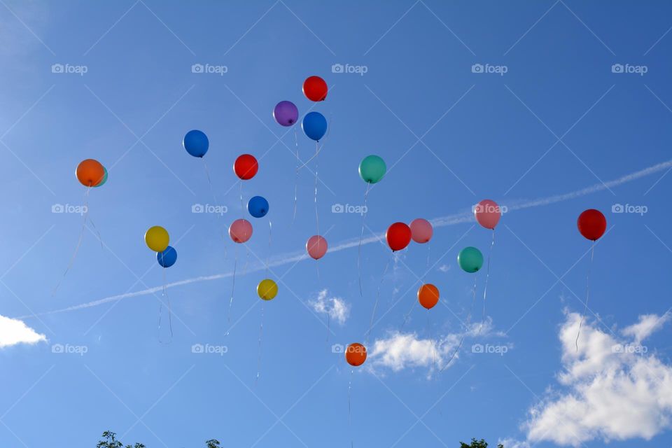 colour balloons in the blue sky