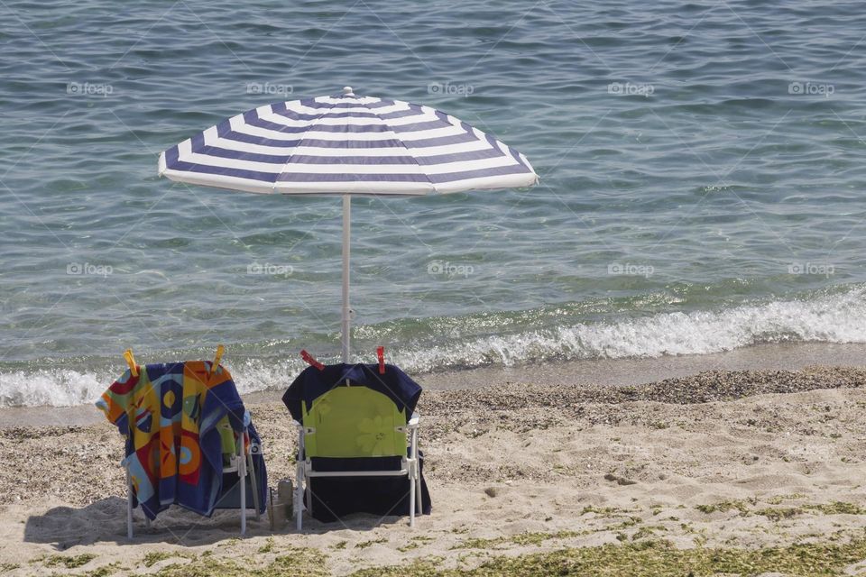 Umbrella on the beach in Black sea, Bulgaria