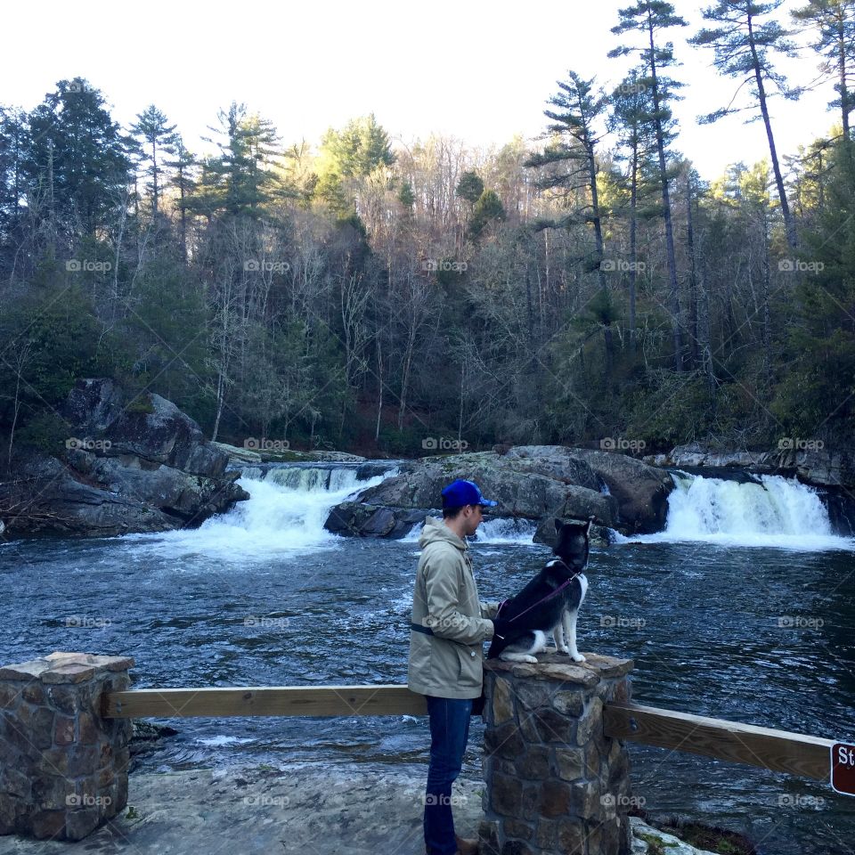 Linville Falls, North Carolina with the pup 