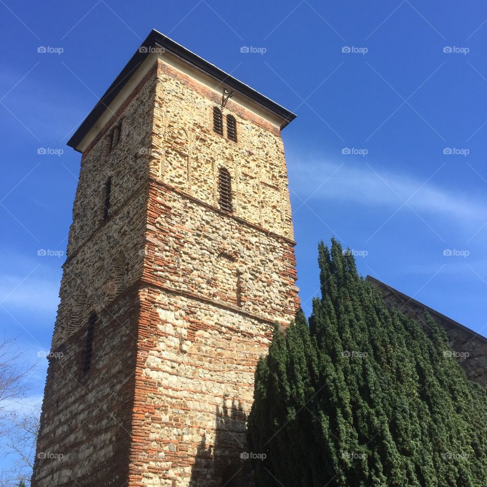 The church of Holy Trinity in Colchester is the oldest surviving church building in the city, with this tower retaining Anglo-Saxon features