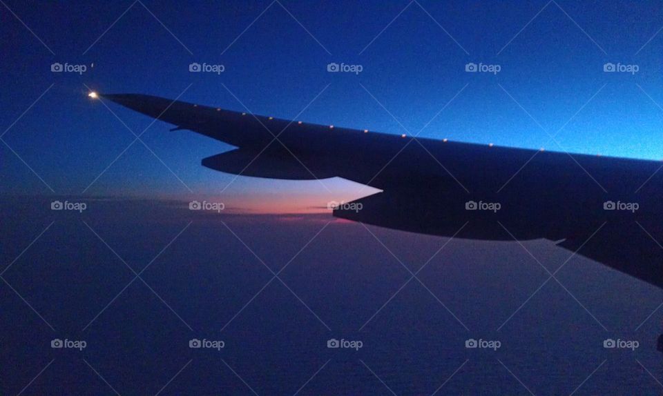 Sunset view from airplane