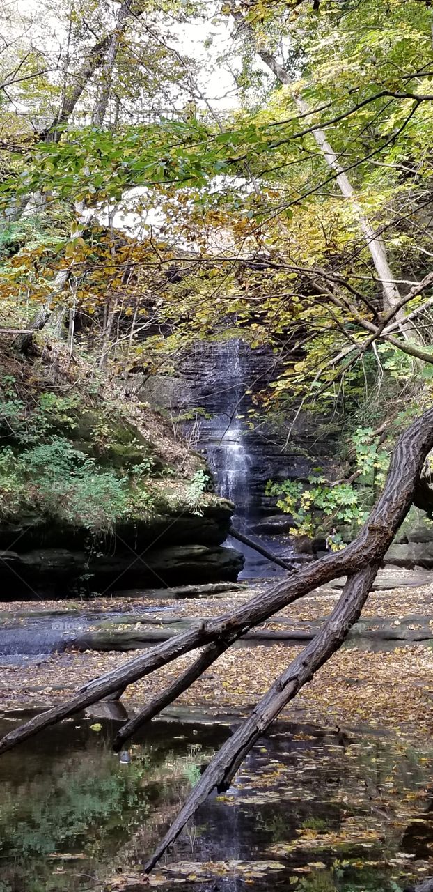 Beautiful waterfalls in the cavern