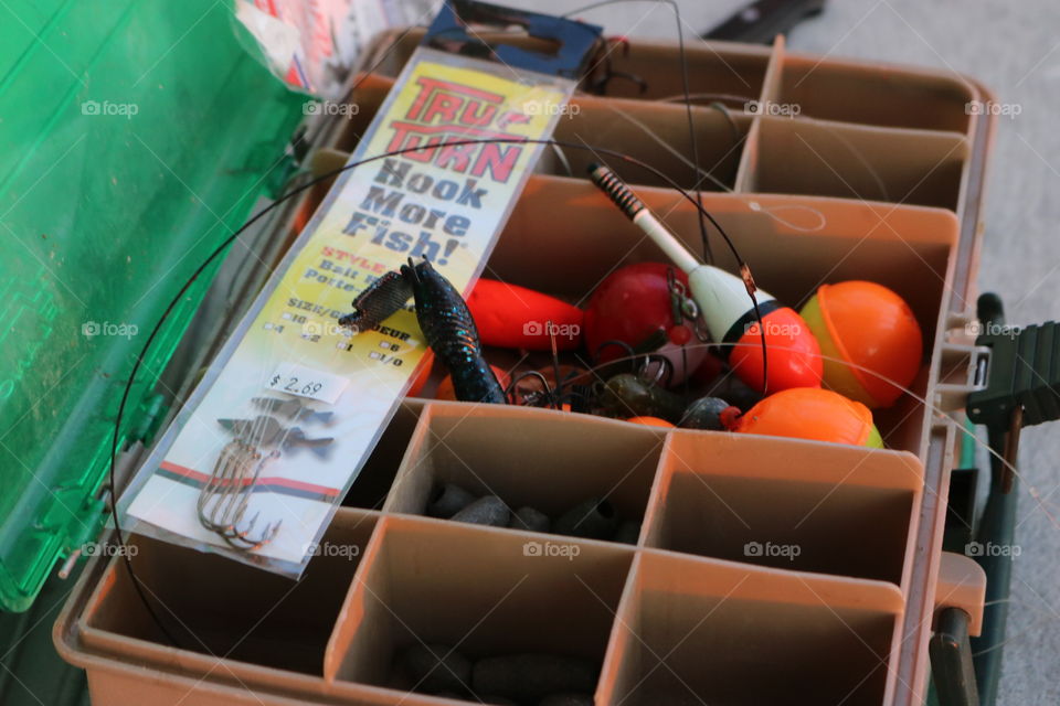 Tackle box after a lazy day of summer fishing 