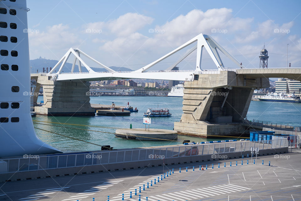 Bridge in Barcelona 's harbor 