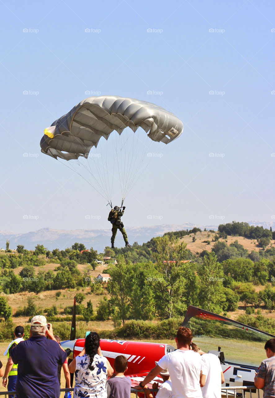 Paratrooper jumping