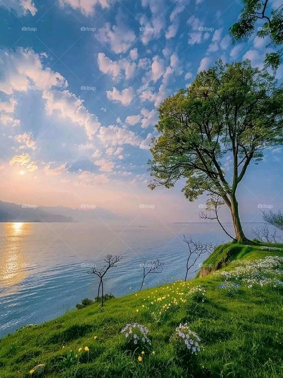 A very beautiful picture, and there is no better picture than it. There is no better picture of green herbs and colorful, red and white roses than it. Glory be to God, the natural and picturesque view, and there is no more