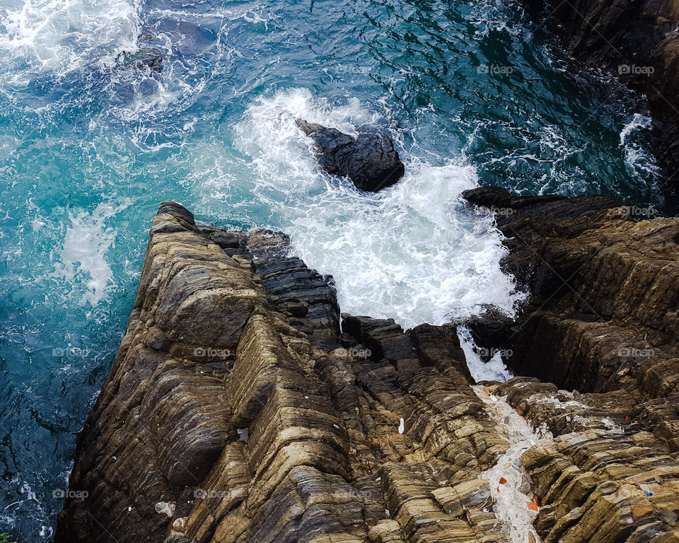 Seashore in Riomaggiore in Italy