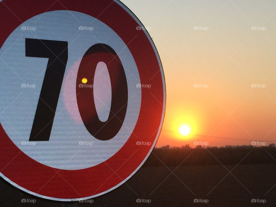 Speed limit at sunset. Speed limit at sunset during my ride