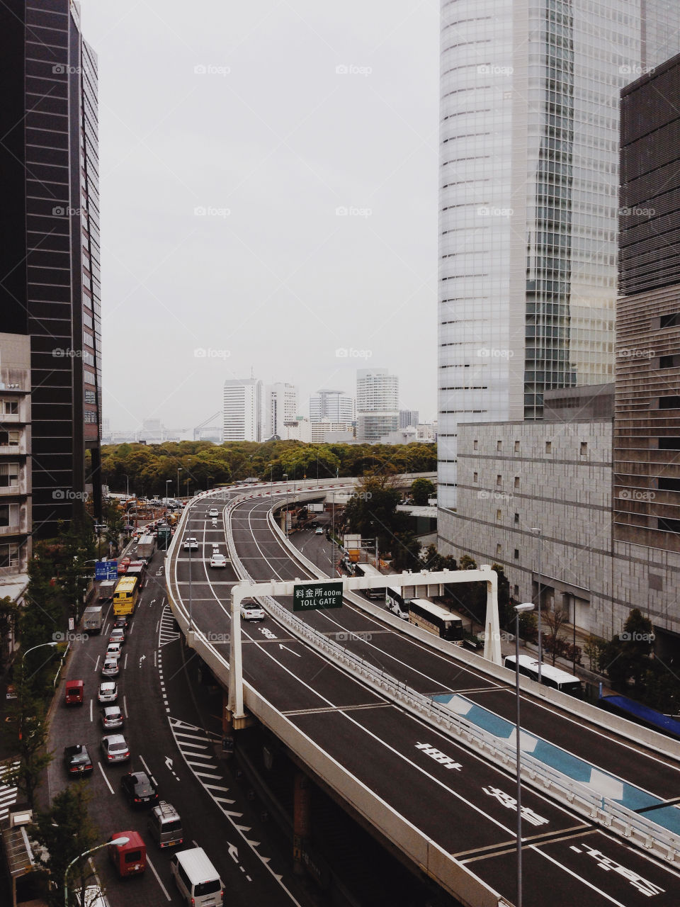 Ginza, Tokyo. Wiew over a highway in Tokyo