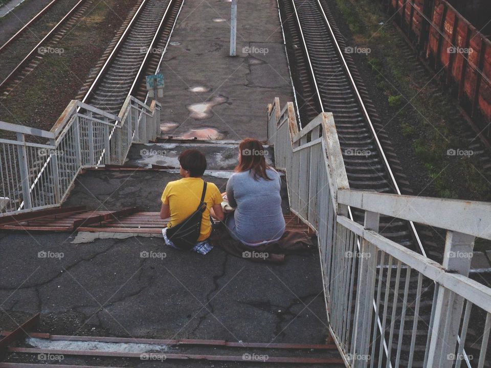 couple sitting on stairs