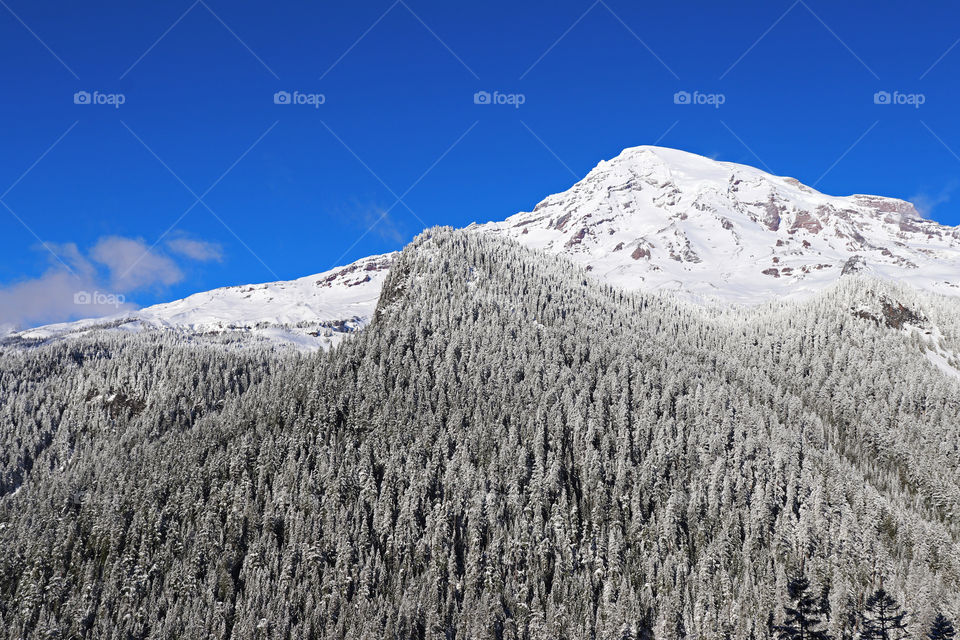 Mount Rainier, Washington, in winter