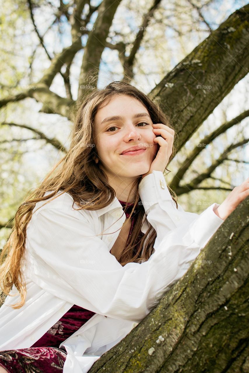 Summer in the city with beautiful girl